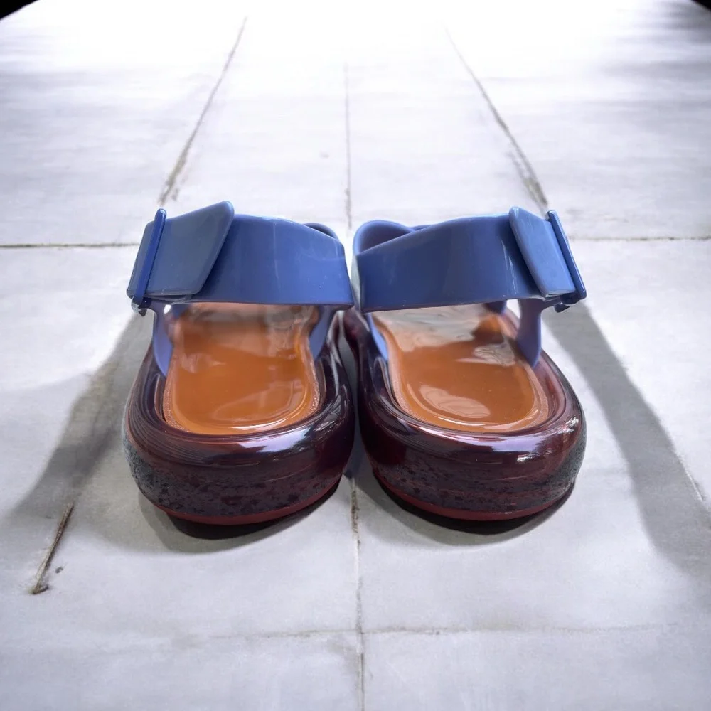 Tory Burch Crisscross Dark Lotus/Ruby Jelly Bubble Sandal Purple Size 9 - Picture 6 of 9